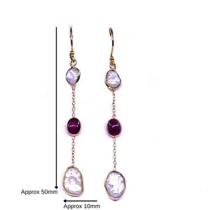 Bijoux de mariage en argent sterling 925 plaqué or, perle baroque, pierre précieuse tourmaline, boucles d'oreilles pour femmes - Product Image 5