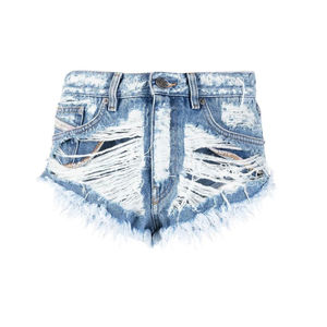 Short en jean sexy pour femme, design personnalisé des bords inférieurs, mini-short en denim Y2K bleu, fermeture éclair, poches latérales, mode décontractée - Product Image 5