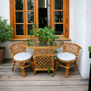 Wholesales Midcentury Bamboo Garden <b>Table</b> Chair Set Eco-Friendly Round Design Coffee <b>Table</b> <b>Space</b> <b>Saving</b> <b>Dining</b> Tablet Garden Set - Product Image 2