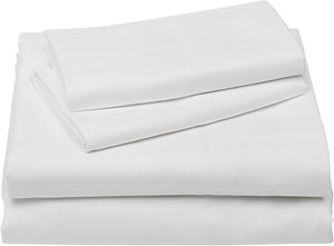 Parure de draps en coton blanc 600TC, style minimaliste, draps-housses, draps plats, taies d'oreiller, usage domestique, tissu tissé plié, lavage en machine - Product Image 3