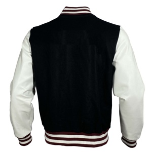 Veste universitaire en laine pour homme sur mesure avec manches en cuir, design patchwork, col montant - Coupe-vent et imperméable, vente en gros - Product Image 3