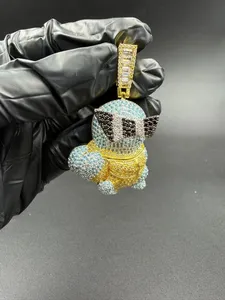 4Ct Round Cut Moissanite Squirtle Cartoon Pendent 14K Yellow Gold Plated <b>Silver</b> - Product Image 2