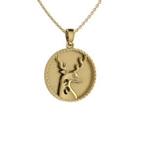 Colgante de Plata Maciza 925 con Diseño Art Déco de Ciervo, 30x23mm, con Bisel en Blanco para Relleno de Resina, Fornituras de Joyería para Recuerdos - Product Image 1