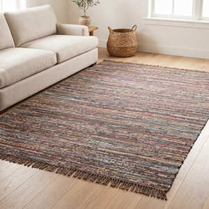 Natural Textured Leather Floor <b>Mat</b> for Bedroom Organic Modern Scandinavian & Wabi Sabi Home - Product Image 2