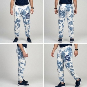 Pantalones Deportivos Tie Dye para Hombre, Cintura Elástica, Casuales, Azules y Blancos con Estampado, Transpirables, de Punto Medio, Estilo Primavera - Product Image 2