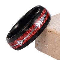 Bague en carbure de tungstène rouge en fibre de carbone avec motif flèche tribale argentée, alliance pour homme polie haute brillance de 8 mm, bijou unique