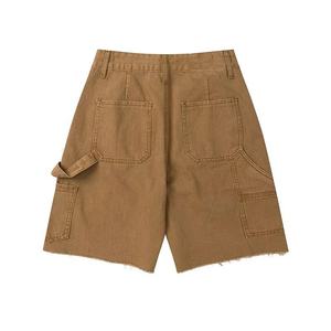 Custom Streetwear <b>Jean</b> Shorts Men Double Waist Knees Diamonds Baggy Cargo <b>Jeans</b> Denim Shorts Men Wash Denim Shorts - Product Image 2