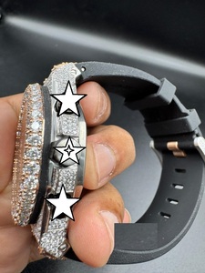 Montre Sport Mécanique de Luxe ZAWO Personnalisée Unisexe Vintage Hip Hop en Acier Inoxydable 20mm avec Diamant Moissanite Taillé Charm 41mm - Product Image 4