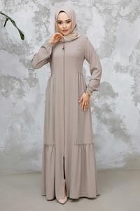 Elegante Abaya Casual de Verano para Mujer, Tela Ligera y Transpirable, Larga hasta el Suelo, Manga Larga, Cuello Barco, Secado Rápido, Color Sólido - Product Image 3