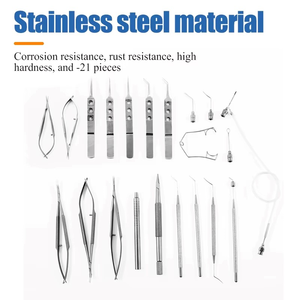 Juego de 21 piezas de instrumentos quirúrgicos oftálmicos para cataratas, instrumentos quirúrgicos oftálmicos de precisión de acero inoxidable y titanio - Product Image 5