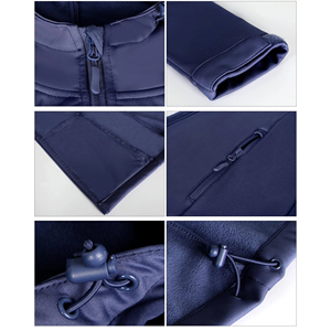 Top Quality Women's Navy Hooded Fleece <b>Jacket</b> Full Sleeve Zipper Closure Windproof Breathable Autumn Wear - Product Image 6