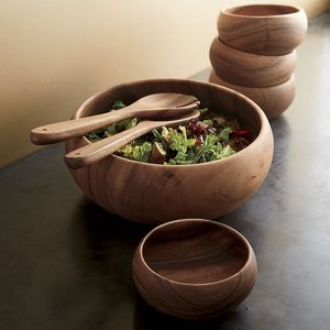 Bols en bois rustiques écologiques faits à la main pour les fêtes, les salades de fruits, les soupes, la vaisselle de service avec un design unique par la collection Handmade - Product Image 3