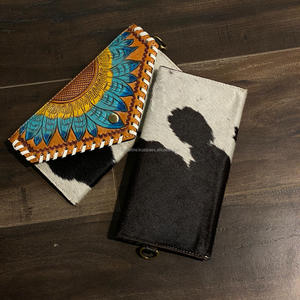 Cartera de cuero tallado a mano, Cartera de mano, elegante, de cuero de vaca, turquesa, Floral, tarjetero para mujer, novedad - Product Image 6