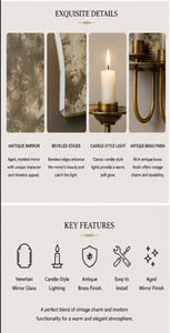 Framed Brass Wall <b>Mirror</b> With Candle Holder Contemporary Decorative Accent <b>Hanging</b> Abstract Geometric Design - Product Image 5