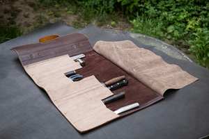 Bolsa Enrollable para Cuchillos de Chef, Portátil, Clásica, de Cuero Genuino, Bolsa de Almacenamiento Multiherramienta Profesional LKR-0226 - Product Image 6