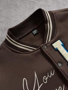 Veste varsity premium pour homme et femme, style streetwear, avec patchwork brodé, appliqué, logo en chenille, manteau en polaire chaud pour l'hiver - Product Image 2