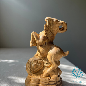Estatua del Zodiaco Asiático de Calidad Profesional, Escultura de Cabra en Madera de Agar Natural de Vietnam, Decoración para Sala de Estar para la Buena Fortuna - Product Image 4