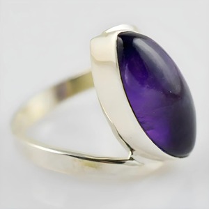 Amethyst <b>Ring</b> gemstone Handmade 925 Sterling <b>Silver</b> Bezel Setting <b>Statement</b> Promise <b>ring</b> for Women Purple Pear Shape Gemstone - Product Image 3