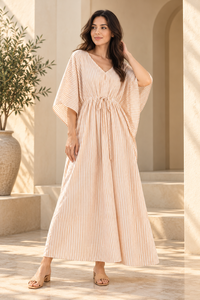 Women's Floral Woven Maxi Kaftan in White Orange V Neck Sleeveless Bohemian Beach <b>Cover</b>-<b>Up</b> Resort Wear - Product Image 4