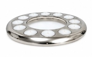 Porte-bougie rond moderne et élégant de nouvelle conception, porte-bougie rond pour 12 bougies chauffe-plat, fabrication artisanale indienne, porte-bougie décoratif - Product Image 2