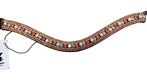 Bandeau de sourcils équestre de créateur personnalisable pour l'équitation Confortable or cristal strass cuir personnalisable équitation - Product Image 6