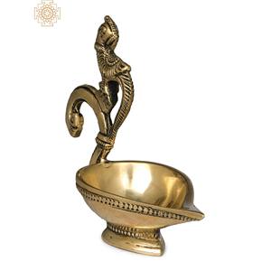 โคมไฟ DIY ทองเหลืองขนาดเล็กทำด้วยมือพร้อมที่จับนกแก้วทำจากของตกแต่งอินเดีย - Product Image 3