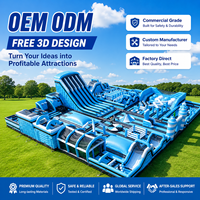 Parc d'attractions gonflable commercial, parcours d'obstacles géant, aire de jeux intérieure et extérieure, OEM ODM, conception 3D personnalisée gratuite