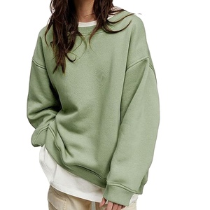 Casual Oversized Pullover Shoulder Fleece Woven Sweatshirt Hoodies Activewear Workout Wholesale Baggy Winter Autumn Loose Tops - Product Image 2