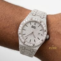 Montre de luxe pour homme sertie de moissanite – Montre hip-hop en acier inoxydable entièrement sertie de diamants – Montre personnalisée en moissanite VVS