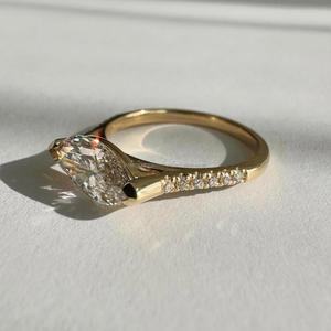 Anillo de Compromiso/Boda Vintage de Oro Amarillo de 14k con Diamante Cultivado en Laboratorio IGI/GIA, Unisex, Oro Blanco Fino para Aniversario, Ideal para Fiestas - Product Image 2