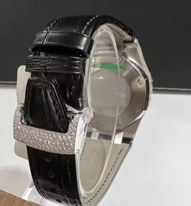 Montre chronographe de luxe pour homme sertie de diamants, bracelet en acier inoxydable de 45 mm, cadran en cristal saphir, mouvement à quartz, fermoir pliant - Product Image 2