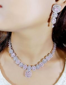 Ensemble collier et boucles d'oreilles pour femme style Victoria en laiton plaqué rhodium, nacre blanche et zircon violet, cadeau de haute qualité - Product Image 5