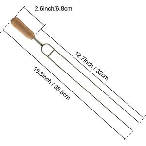 Spiedini per Barbecue in Acciaio Inox da 15,3 Pollici con Manico in Legno, Spiedini a Doppia Punta per Grigliare Kabobs, Utensili per BBQ - Product Image 3