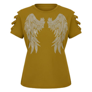 T-shirt élégant et tendance pour femme, orné de strass, manches courtes, col rond, tee-shirt scintillant et original - Product Image 1