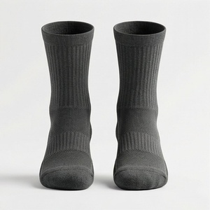 Crew <b>Socks</b> Solid Black Knitted Polyester Spandex Breathable <b>Running</b> Athletic <b>Socks</b> for Adults Spring Season - Product Image 1