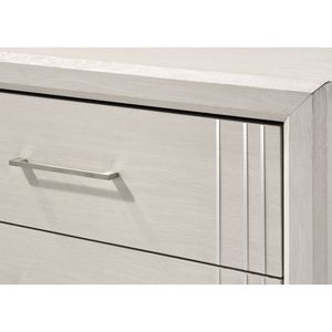 Comò Contemporaneo a Sei Cassetti, 1 Pezzo, Mobiletto Laterale in Legno Bianco/Beige, Arredamento Moderno - Product Image 4