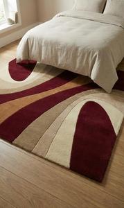 Alfombra de Lana Abstracta de Pelo Medio, Antideslizante, Hecha a Mano, con Diseño Curvo Moderno para Sala de Estar, Dormitorio, Hotel u Oficina - Product Image 4