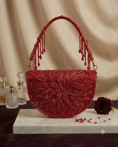 Bolso de mano de diseño para fiestas, boda, nikkah, hecho a mano en India, regalo artesanal, accesorio de boda. - Product Image 4