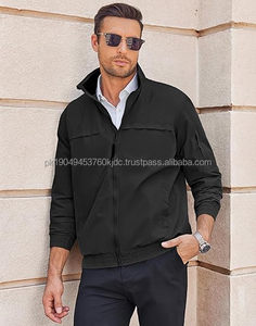 Blouson aviateur décontracté léger en satin pour homme avec col montant brodé Manteau softshell zippé pour l'automne Vêtements d'extérieur - Product Image 3