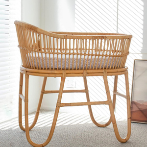 Cunas de madera maciza para bebés, muebles ecológicos para bebés, cuna de mimbre hecha a mano. - Product Image 2