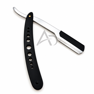 Silver Black Barber <b>Razor</b> <b>For</b> <b>Men</b> Replaceable Blade Dual Tone Straight Edge Stainless Steel Blade Cutthroat <b>Razor</b> - Product Image 4