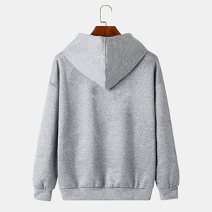 Sweat-shirt à capuche unisexe gris, coupe classique, couleur unie, avec poche, style décontracté, pour l'automne, en tricot FRENCH TERRY 100% coton - Product Image 2
