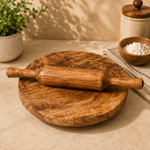 Juego de Rodillo y Tabla para Amasar Chakla Belan Moderno de Falah International, de Mármol, Madera y Metal, Hecho a Mano, Premium - Product Image 1