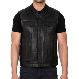 Best Style Genuine Leather <b>Vests</b> for Men High Quality Breathable Motorcycle Biker Outerwear Custom Logo Fashionable Winter - Product Image 4