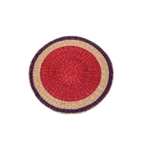 Handwoven Natural Seagrass Round Placemat, Multicolor Braided Table Mat with Concentric <b>Ring</b> Design for Home and Table Decor - Product Image 2