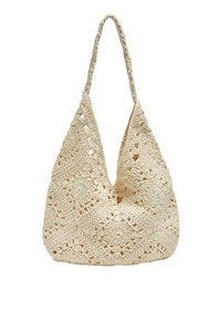 Sac fourre-tout élégant en coton crocheté ajouré, sac à bandoulière d'été pour la plage, sac à main bohème tissé, écologique, léger et pliable pour femme - Product Image 4