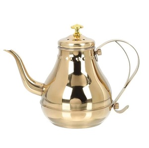 Cafetière/Théière Arabe en Métal Plaqué Argent au Design Moderne avec Poignée Noire, Dallah Faite à la Main pour la Maison, Ustensile de Cuisine, Utilisation sur Table - Product Image 3