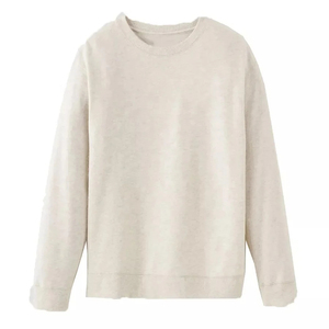 Sudadera de Cuello Redondo para Mujer, Color Sólido, Manga Larga, Tejido de Algodón, para Otoño, Corte Regular - Product Image 5