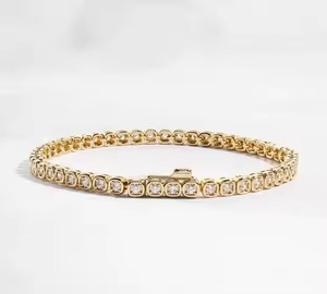 Round Shape Diamond Tennis Bracelet White Gold Stackable Bracelet Romantic Anniversary Gift for Wife for Parties - Product Image 4