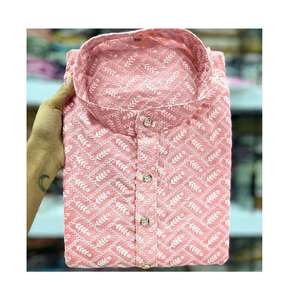 Ensemble de vêtements ethniques pour homme, kurta et pyjama brodés, en coton, adapté aux festivals, aux cérémonies et à un usage quotidien. - Product Image 2